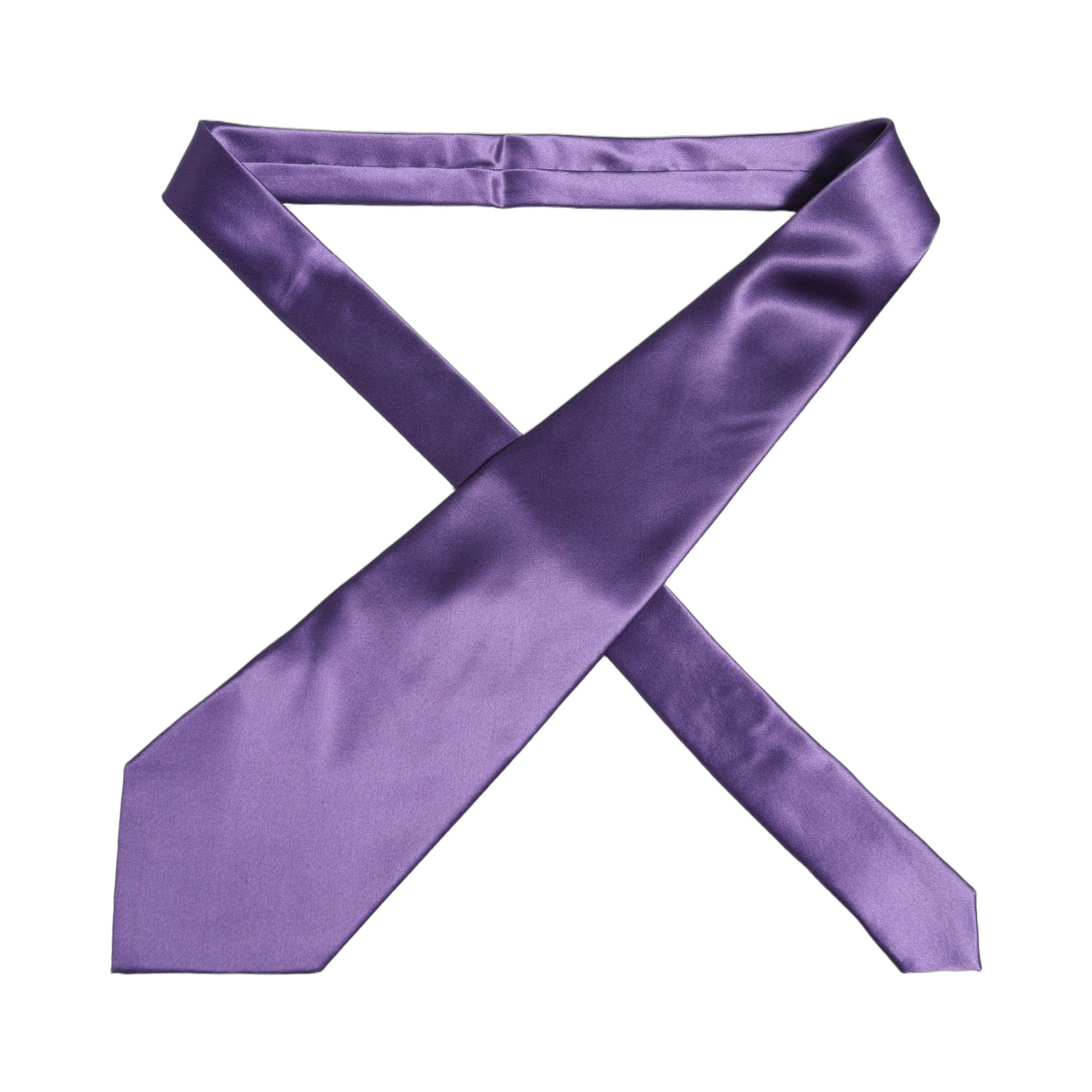 Men Purple Satin Silk Blend Adjustable Tied Necktie Tie