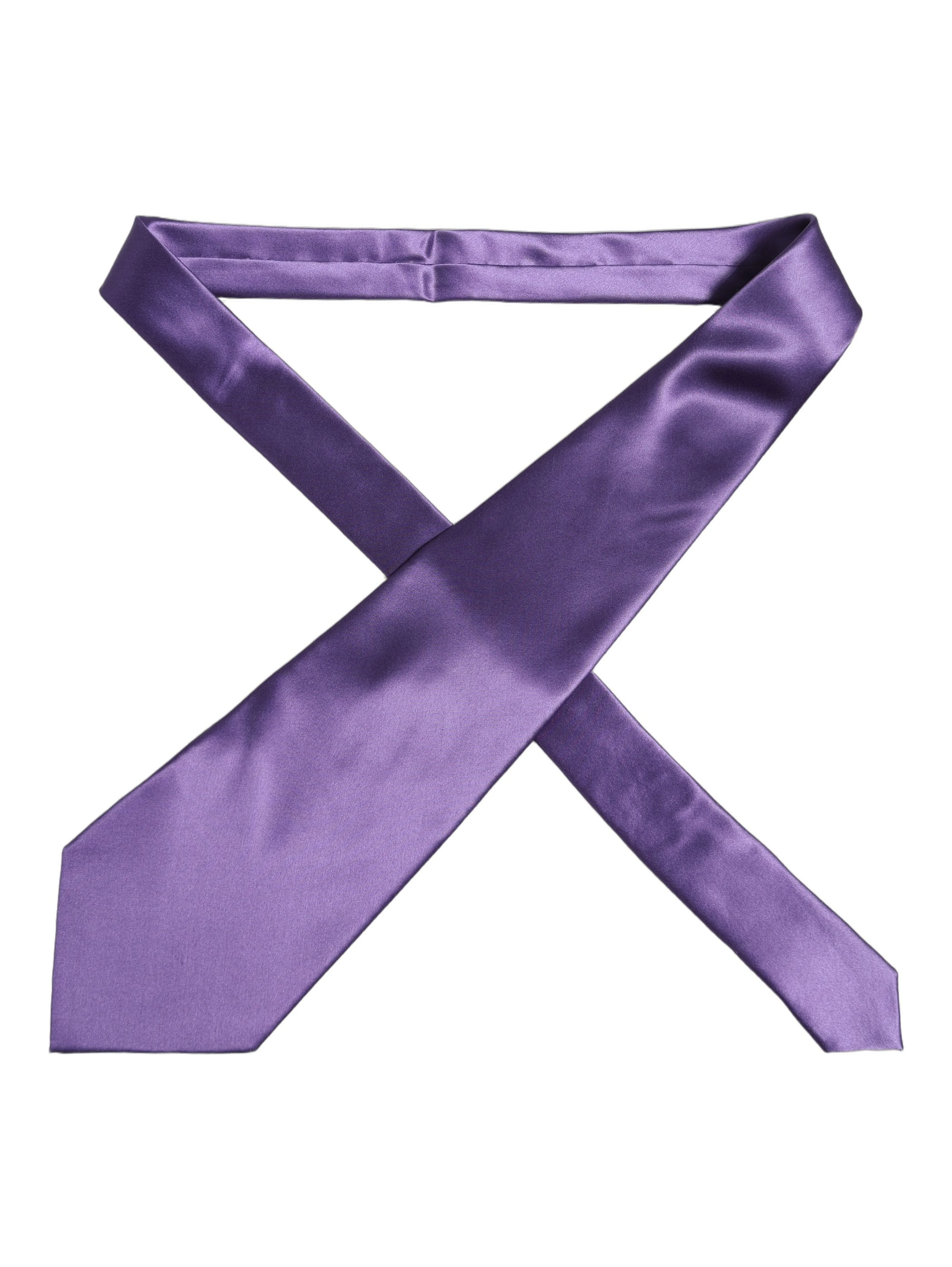 Men Purple Satin Silk Blend Adjustable Tied Necktie Tie