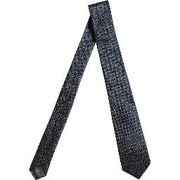 Men Blue Silk Geometric Adjustable Tied Necktie Tie
