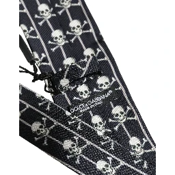 Men Black Silk Skull Fantasy Adjustable Tied Necktie Tie