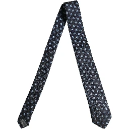Men Blue Silk Geometric Adjustable Tied Necktie Tie