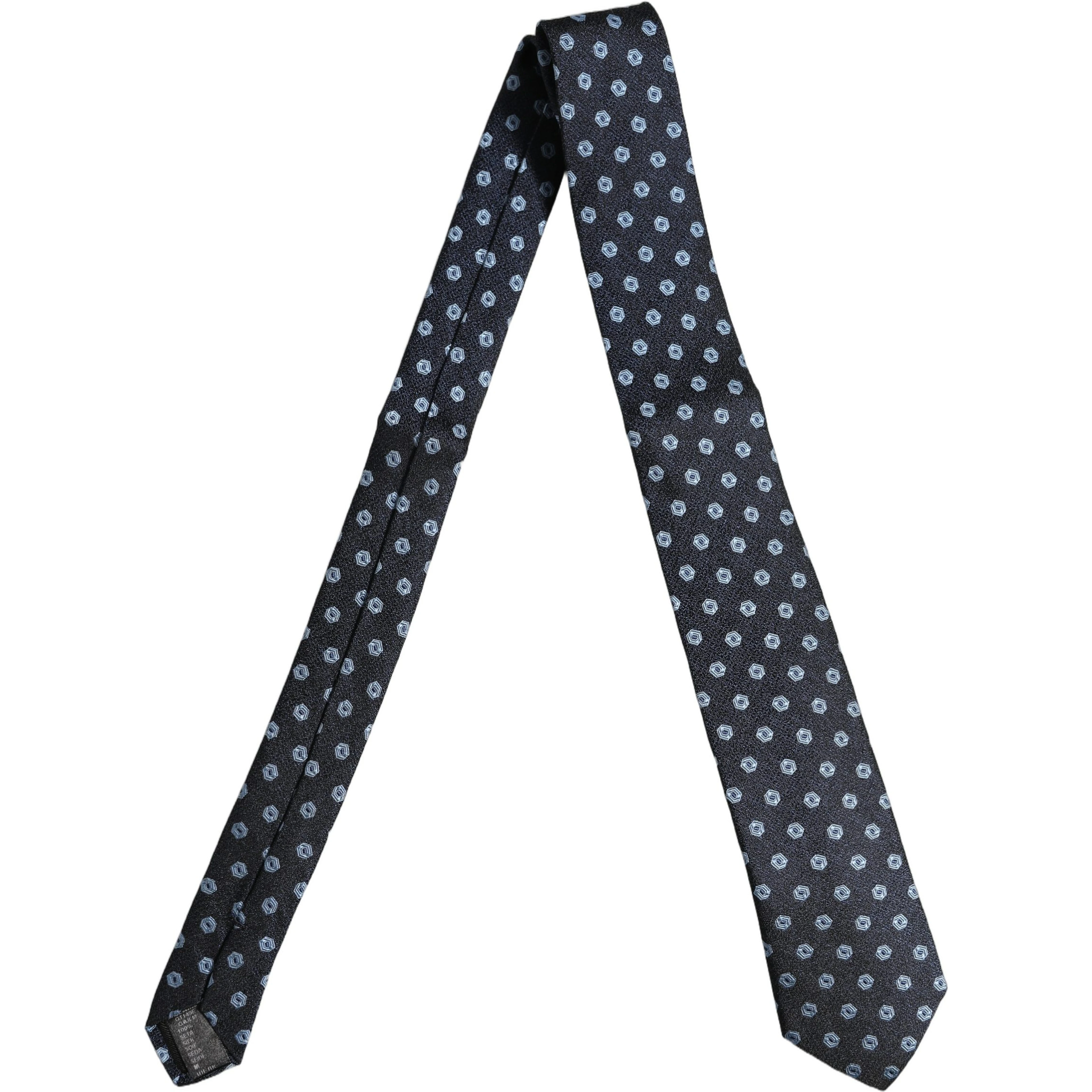 Men Blue Silk Geometric Adjustable Tied Necktie Tie