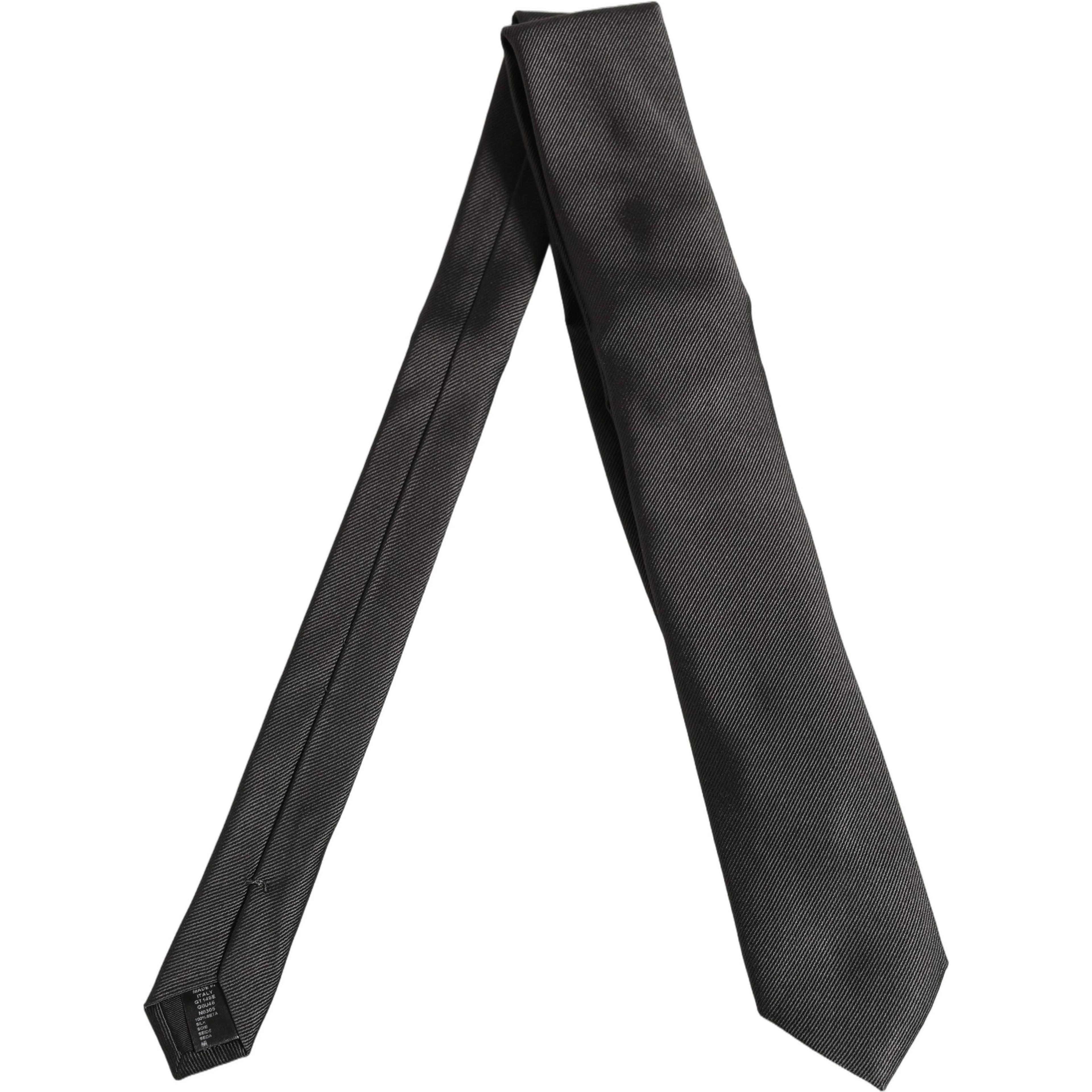 Men Dark Gray Silk Classic Adjustable Tied Necktie Tie