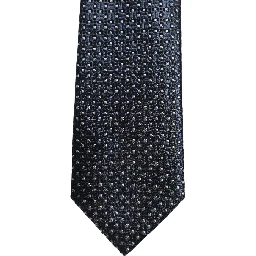 Men Blue Silk Geometric Adjustable Tied Necktie Tie