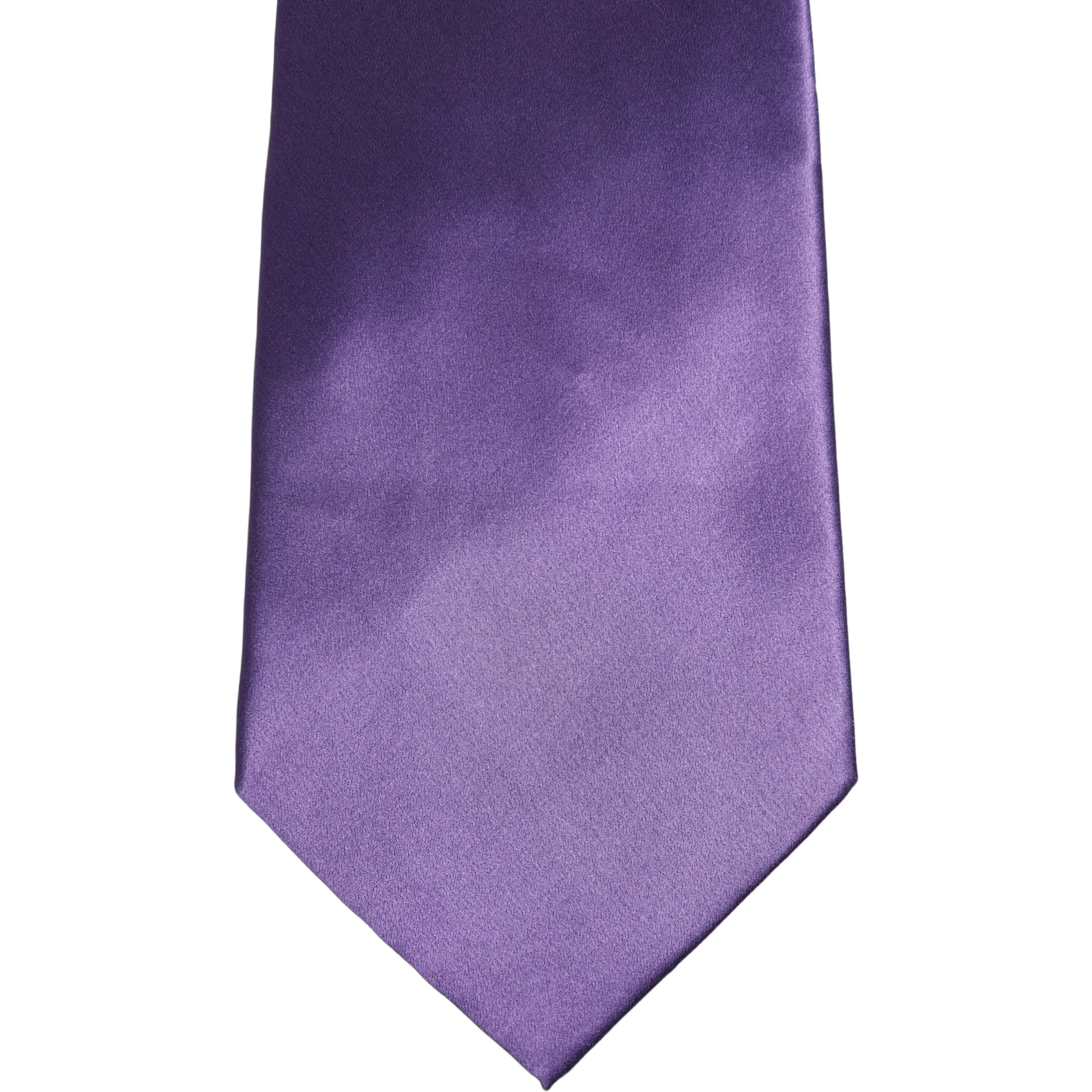 Men Purple Satin Silk Blend Adjustable Tied Necktie Tie
