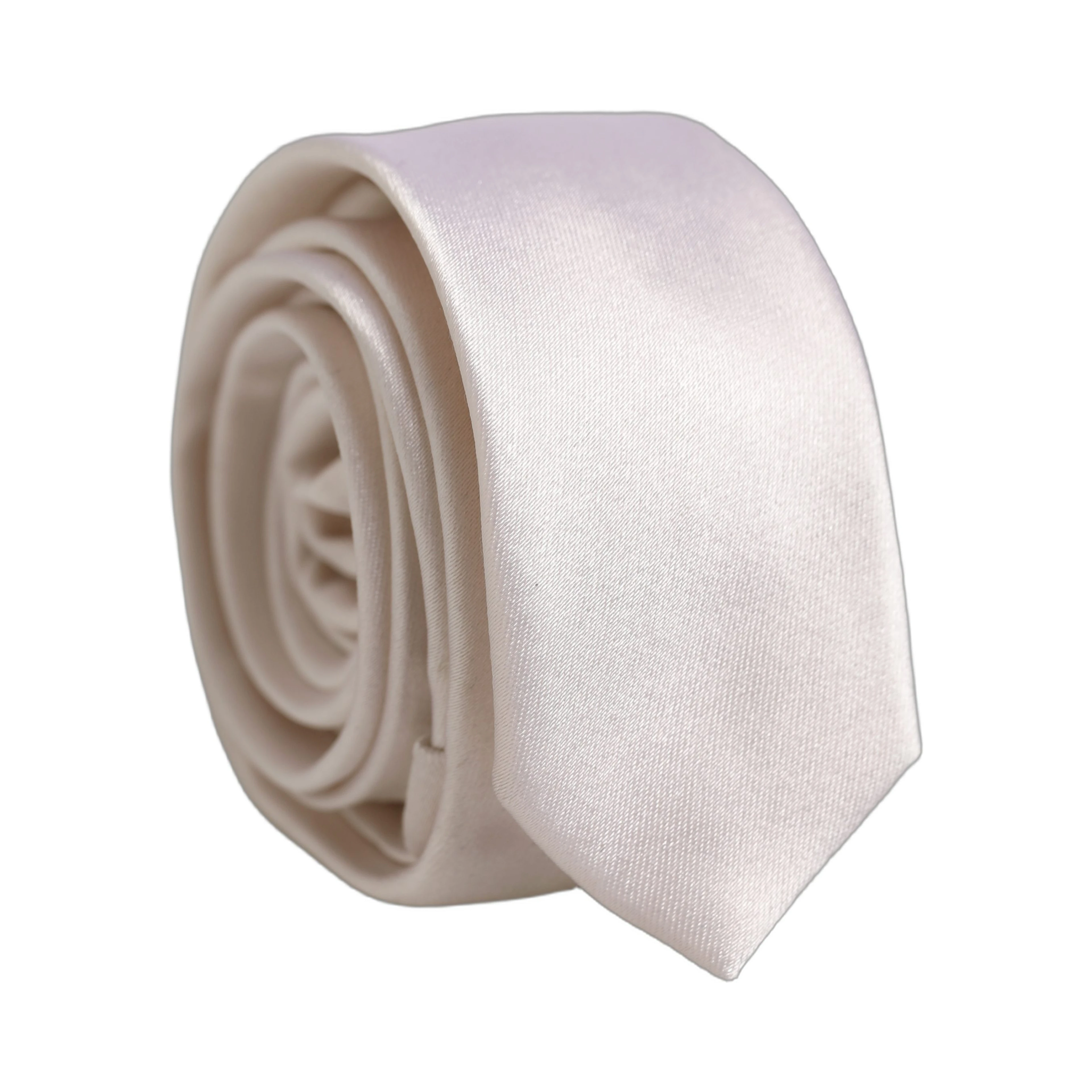 Men Off White Silk Satin Adjustable Tied Necktie Tie