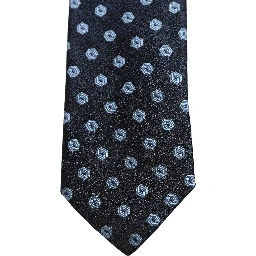 Men Blue Silk Geometric Adjustable Tied Necktie Tie