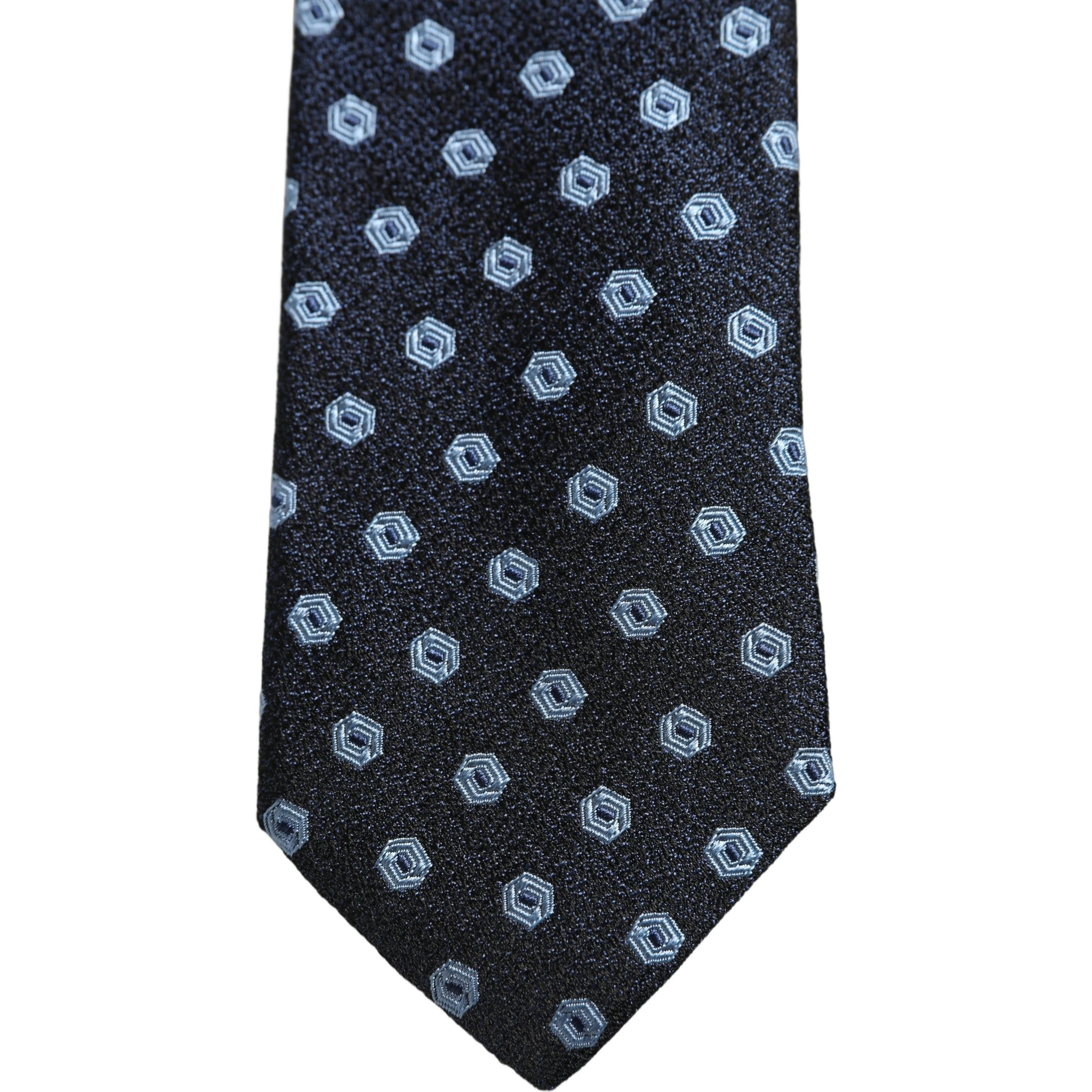 Men Blue Silk Geometric Adjustable Tied Necktie Tie