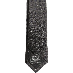 Men Dark Gray Geometric Silk Adjustable Tied Necktie Tie