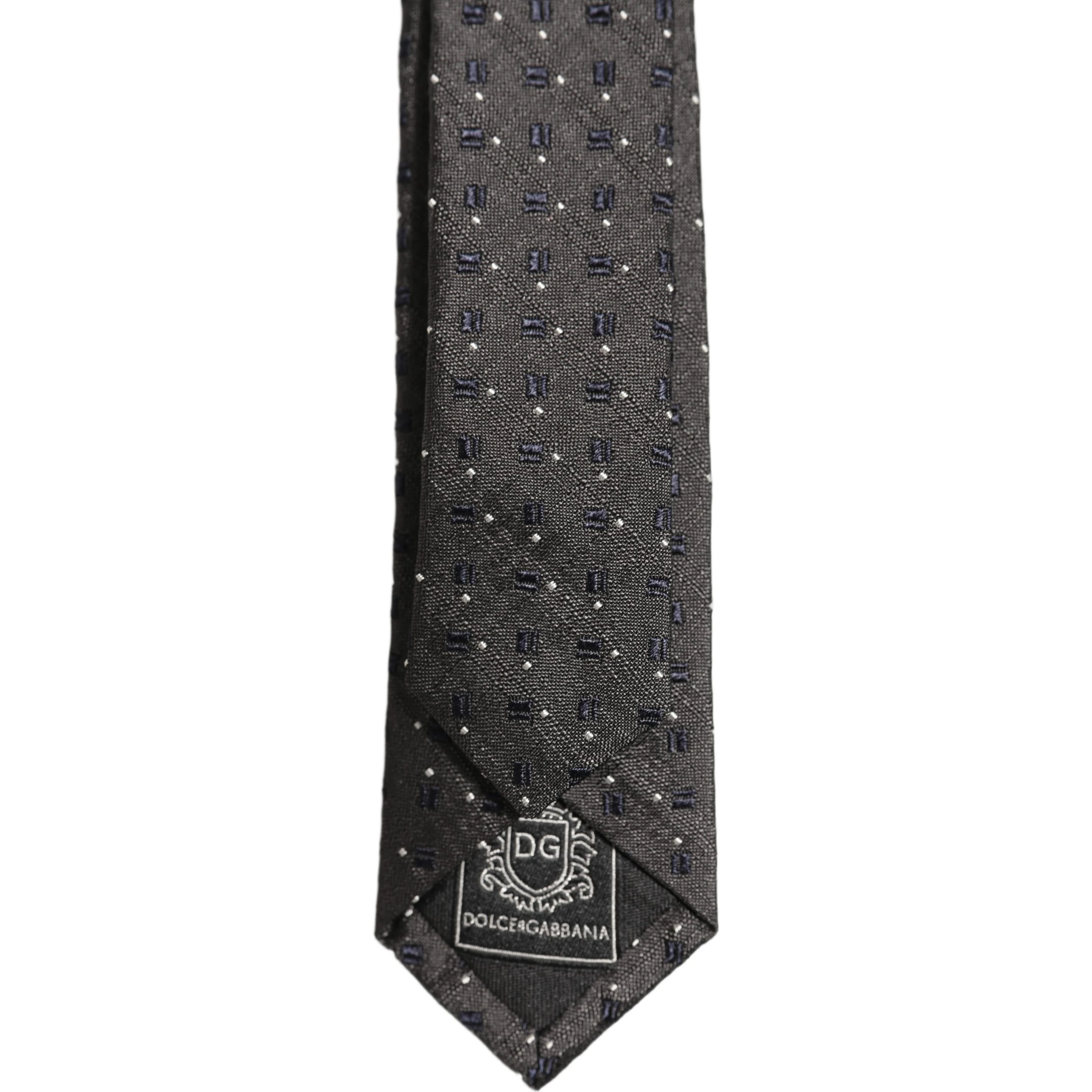 Men Dark Gray Geometric Silk Adjustable Tied Necktie Tie