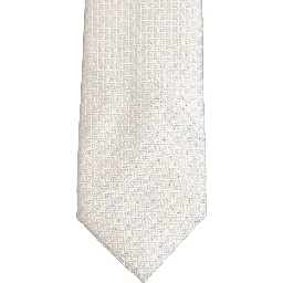 Men Off White Silk Woven Adjustable Tied Necktie Tie