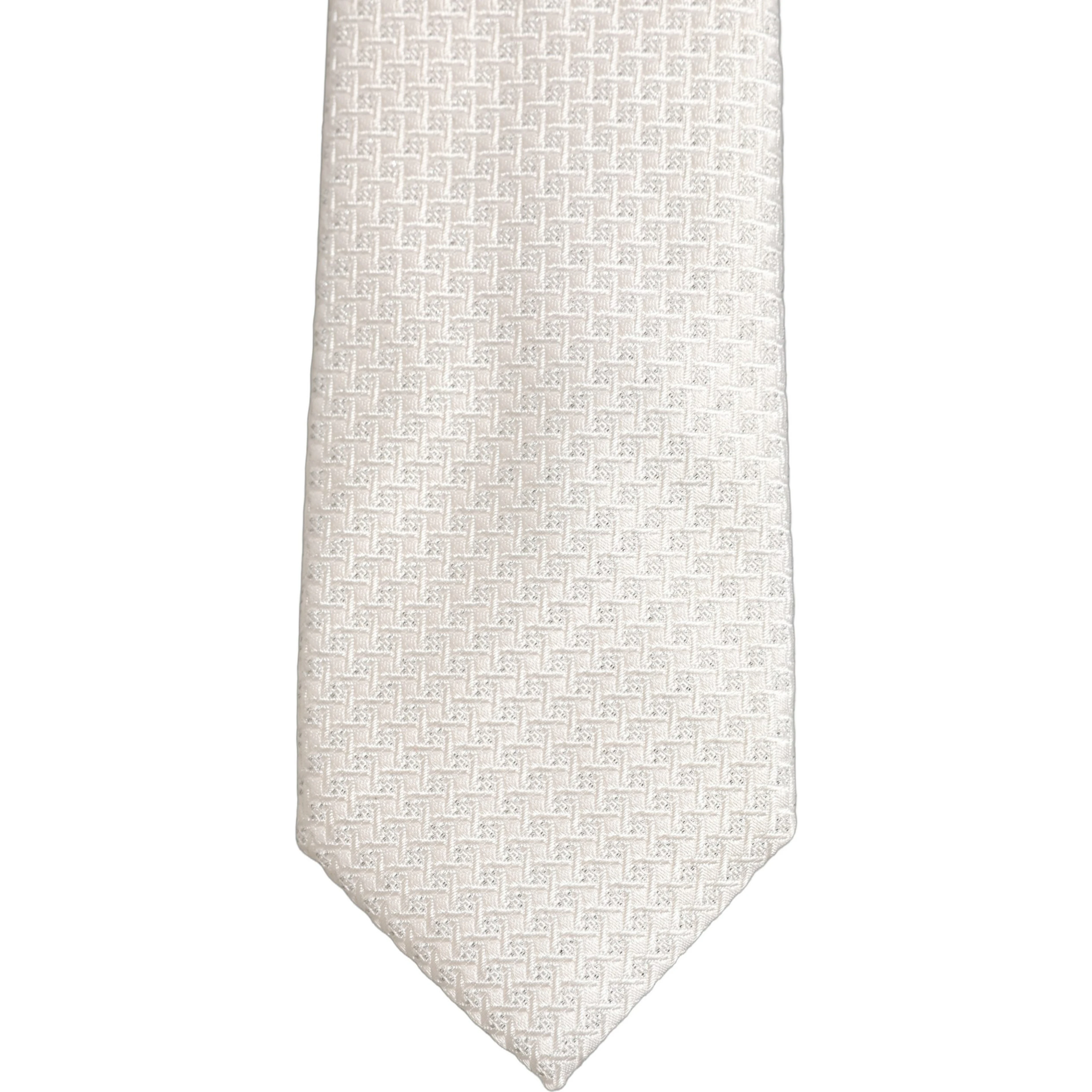 Men Off White Silk Woven Adjustable Tied Necktie Tie
