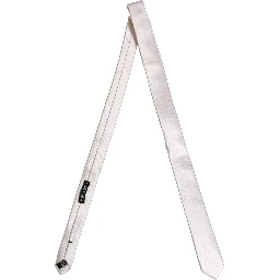 Men Off White Silk Satin Adjustable Tied Necktie Tie