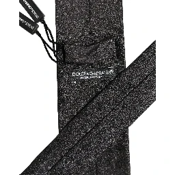 Men Black Polka Dot Silk Adjustable Tied Necktie Tie