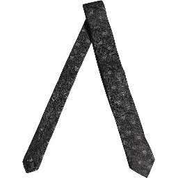 Men Black Silk Sacred Heart Adjustable Tied Necktie Tie