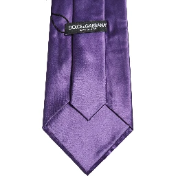 Men Purple Satin Silk Blend Adjustable Tied Necktie Tie