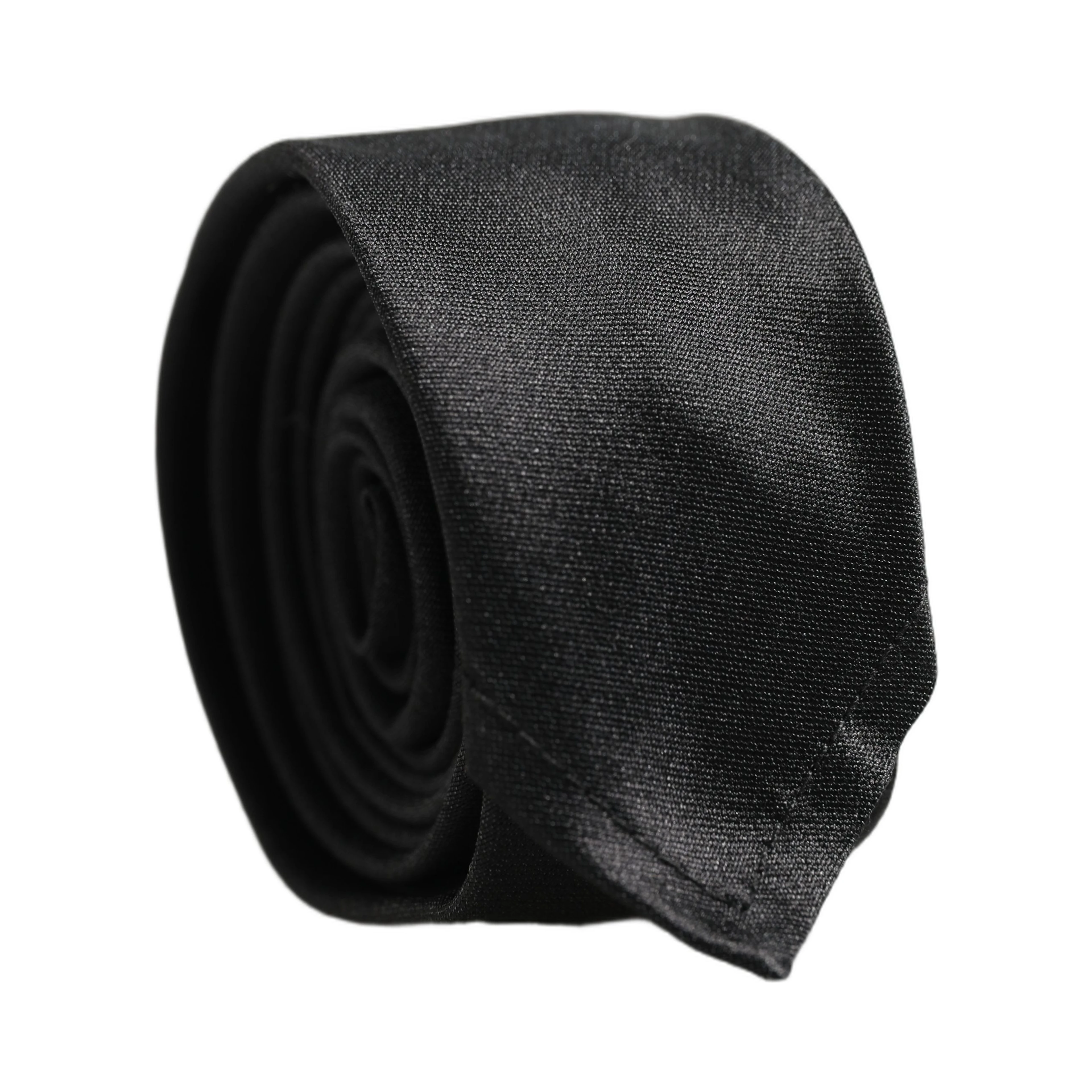 Men Black Satin Silk Classic Adjustable Tied Necktie Tie