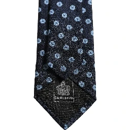 Men Blue Silk Geometric Adjustable Tied Necktie Tie