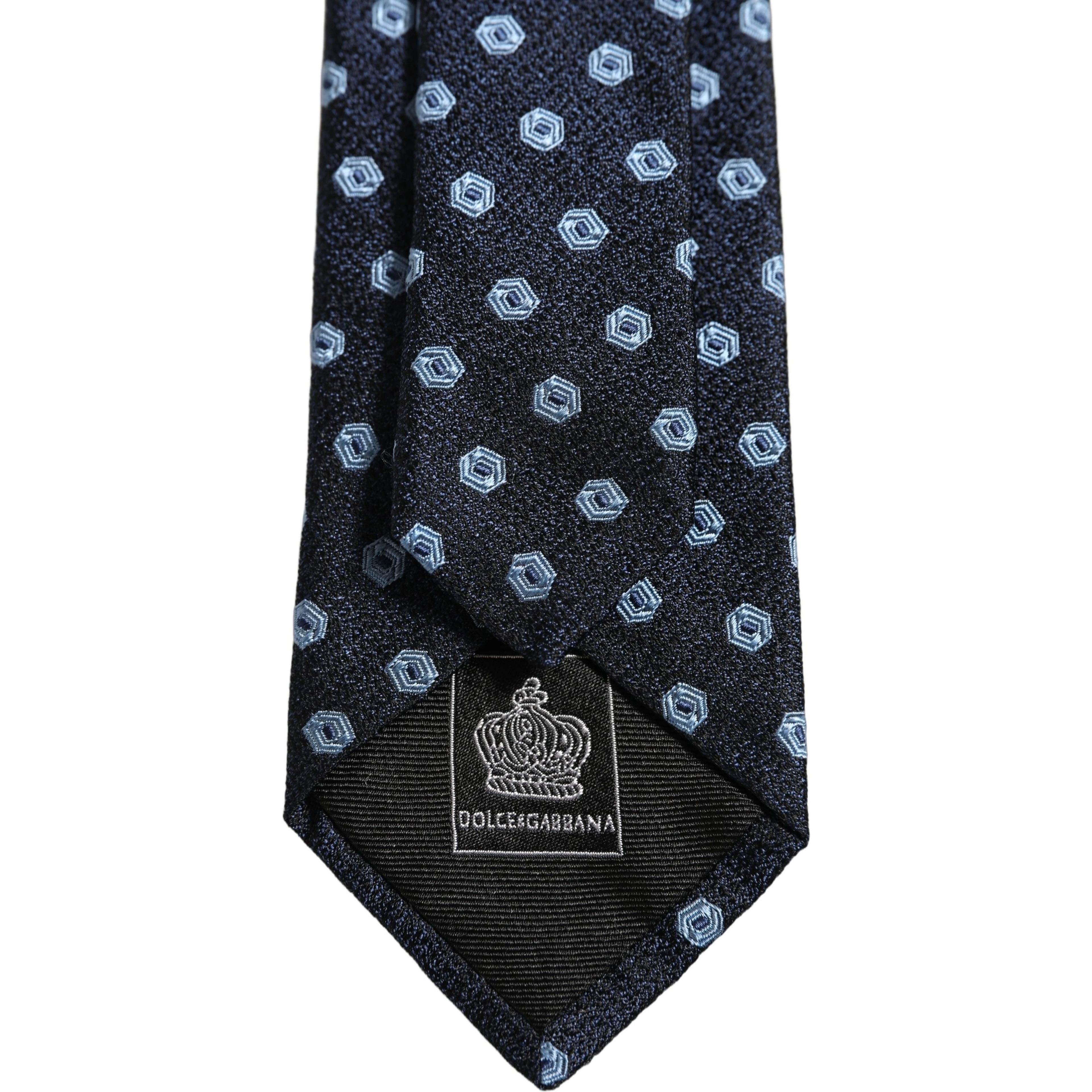 Men Blue Silk Geometric Adjustable Tied Necktie Tie