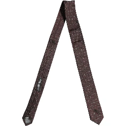 Men Burgundy Geometric Silk Adjustable Tied Necktie Tie