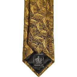 Men Gold Silk Woven Patterned Adjustable Tied Necktie Tie