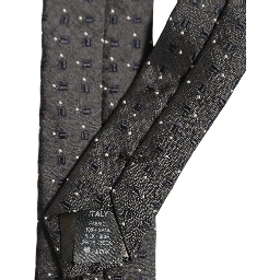 Men Dark Gray Geometric Silk Adjustable Tied Necktie Tie