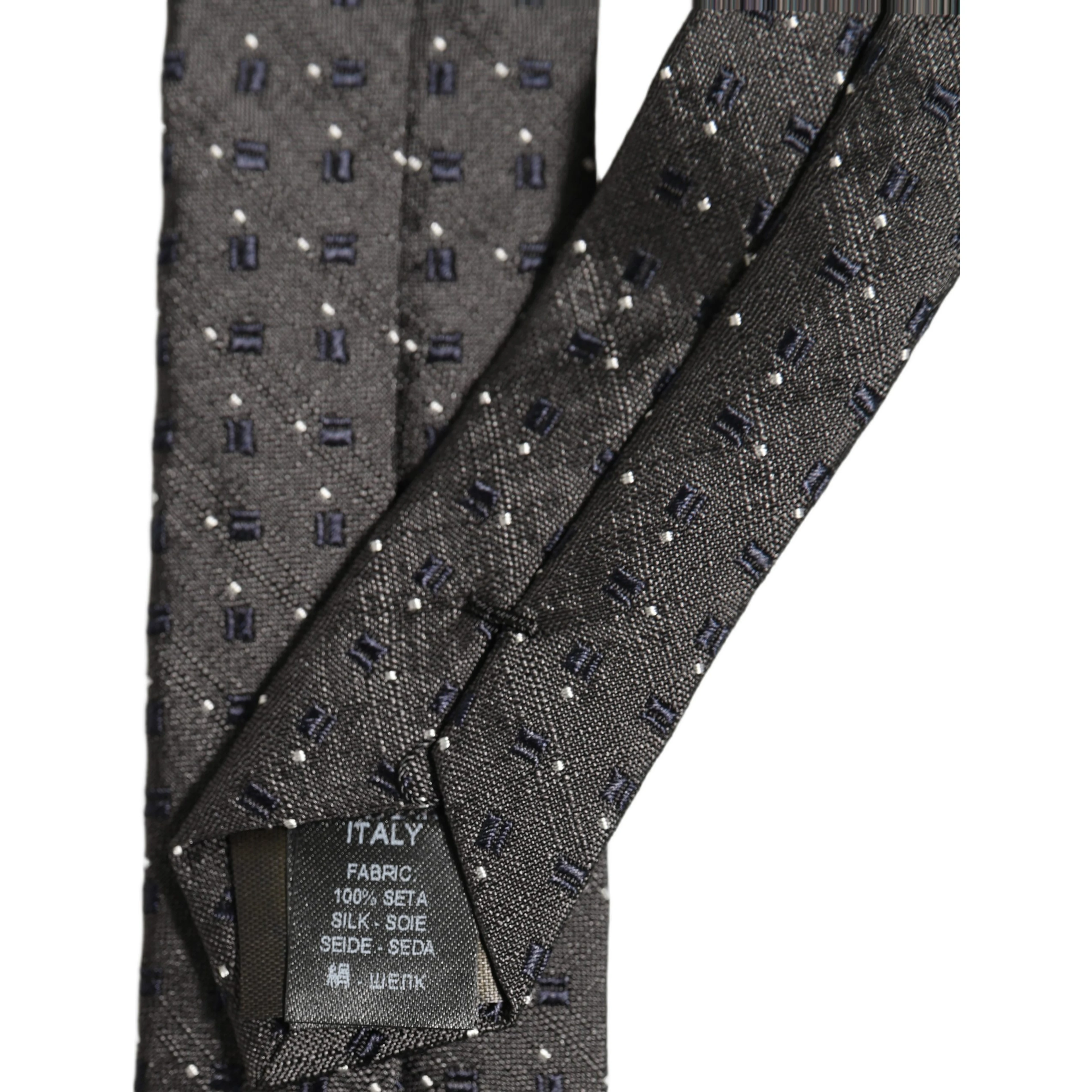 Men Dark Gray Geometric Silk Adjustable Tied Necktie Tie