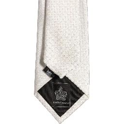 Men Off White Silk Woven Adjustable Tied Necktie Tie