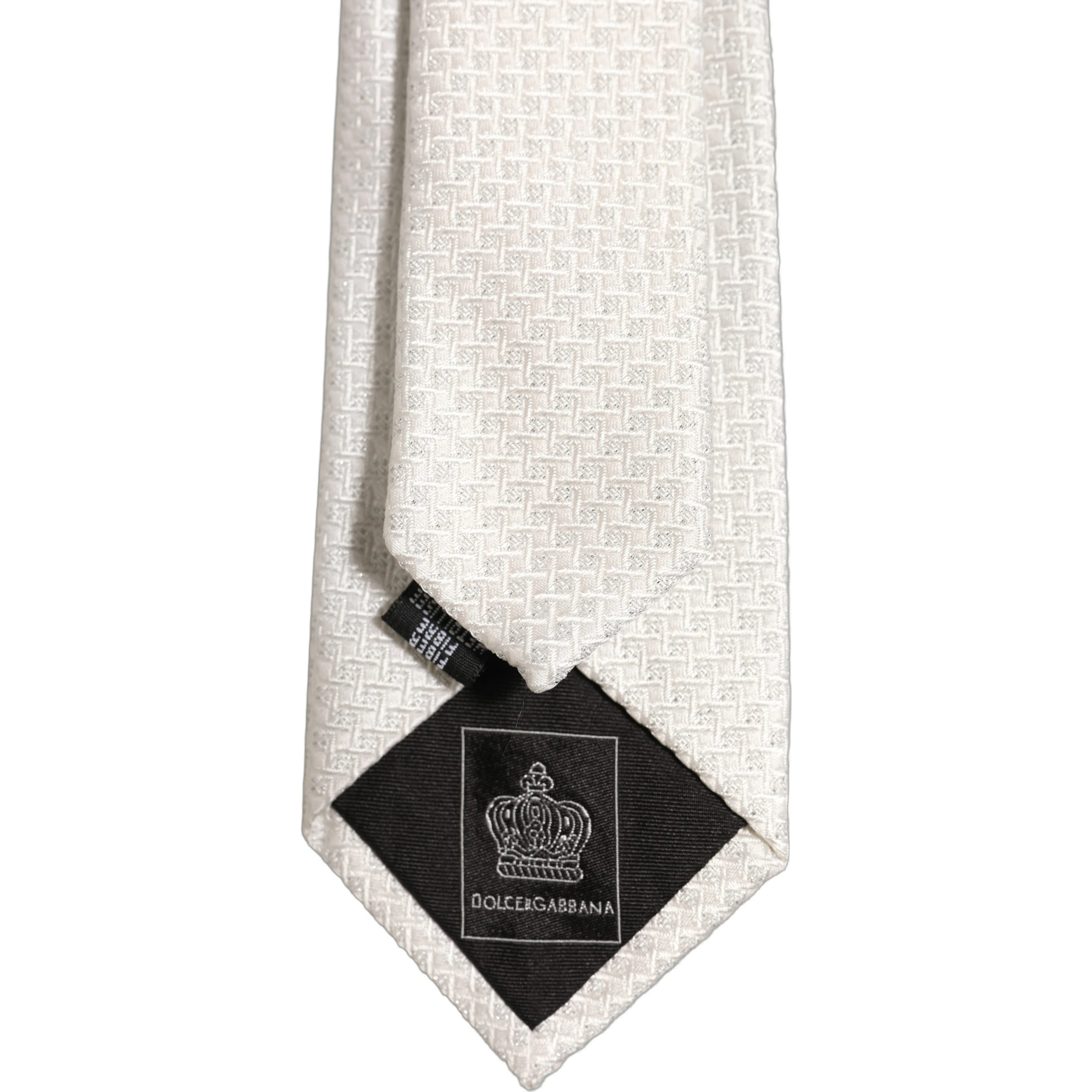 Men Off White Silk Woven Adjustable Tied Necktie Tie