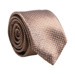 Men Brown Silk Micro Checked Adjustable Tied Necktie Tie