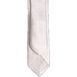 Men Off White Silk Satin Adjustable Tied Necktie Tie