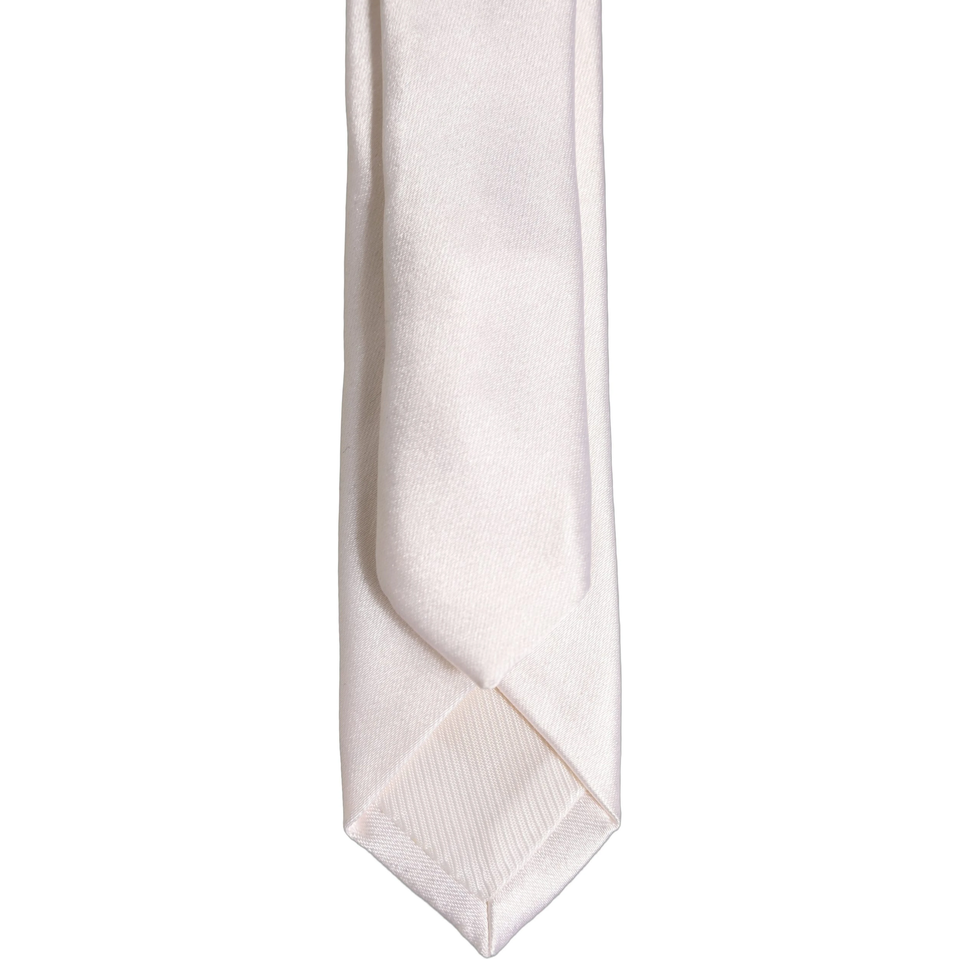 Men Off White Silk Satin Adjustable Tied Necktie Tie