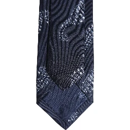 Dark Blue Silk Seahorse Print Adjustable Tied Necktie Tie