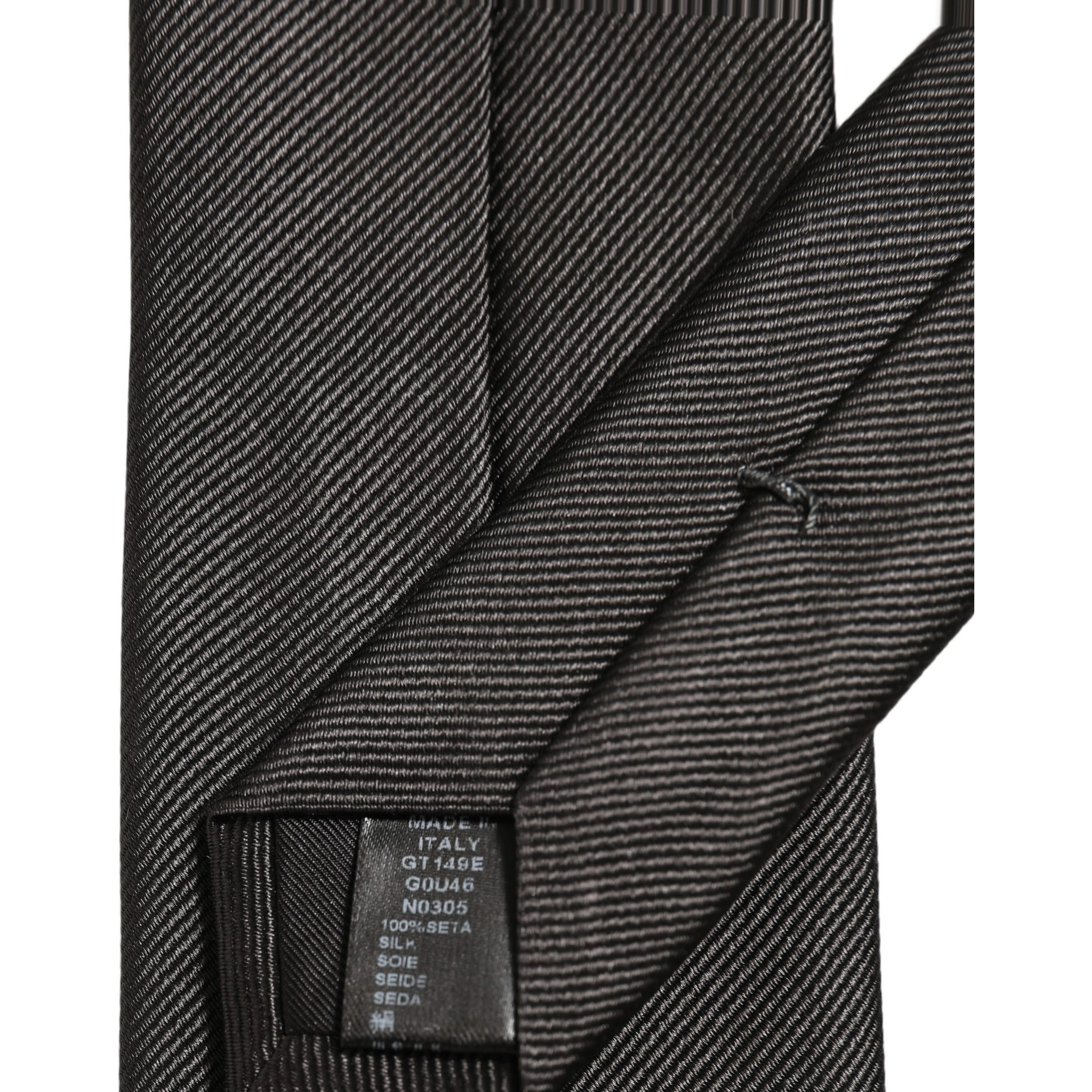 Men Dark Gray Silk Classic Adjustable Tied Necktie Tie