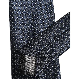 Men Blue Silk Geometric Adjustable Tied Necktie Tie