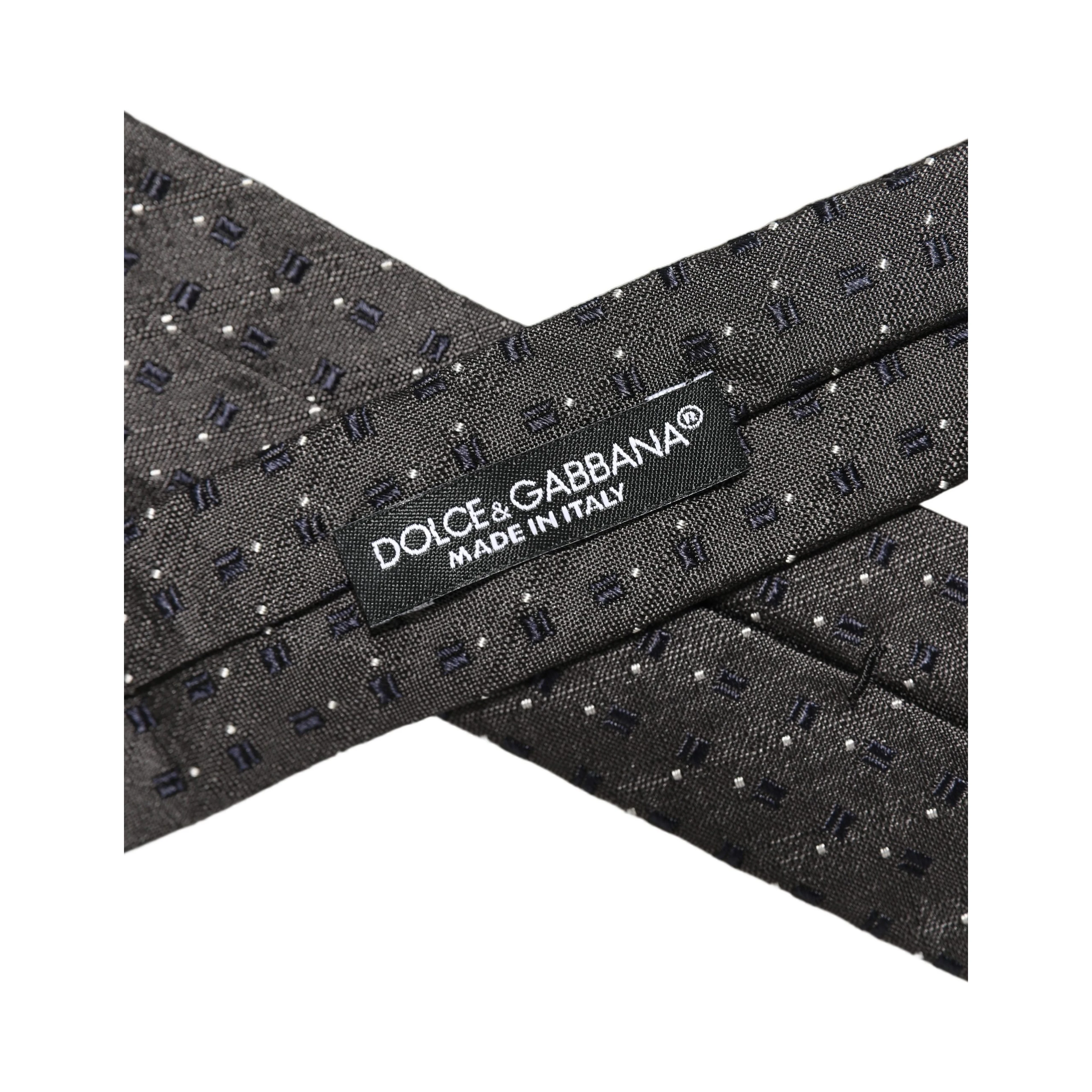 Men Dark Gray Geometric Silk Adjustable Tied Necktie Tie