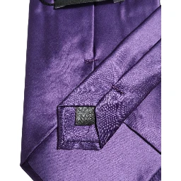 Men Purple Satin Silk Blend Adjustable Tied Necktie Tie
