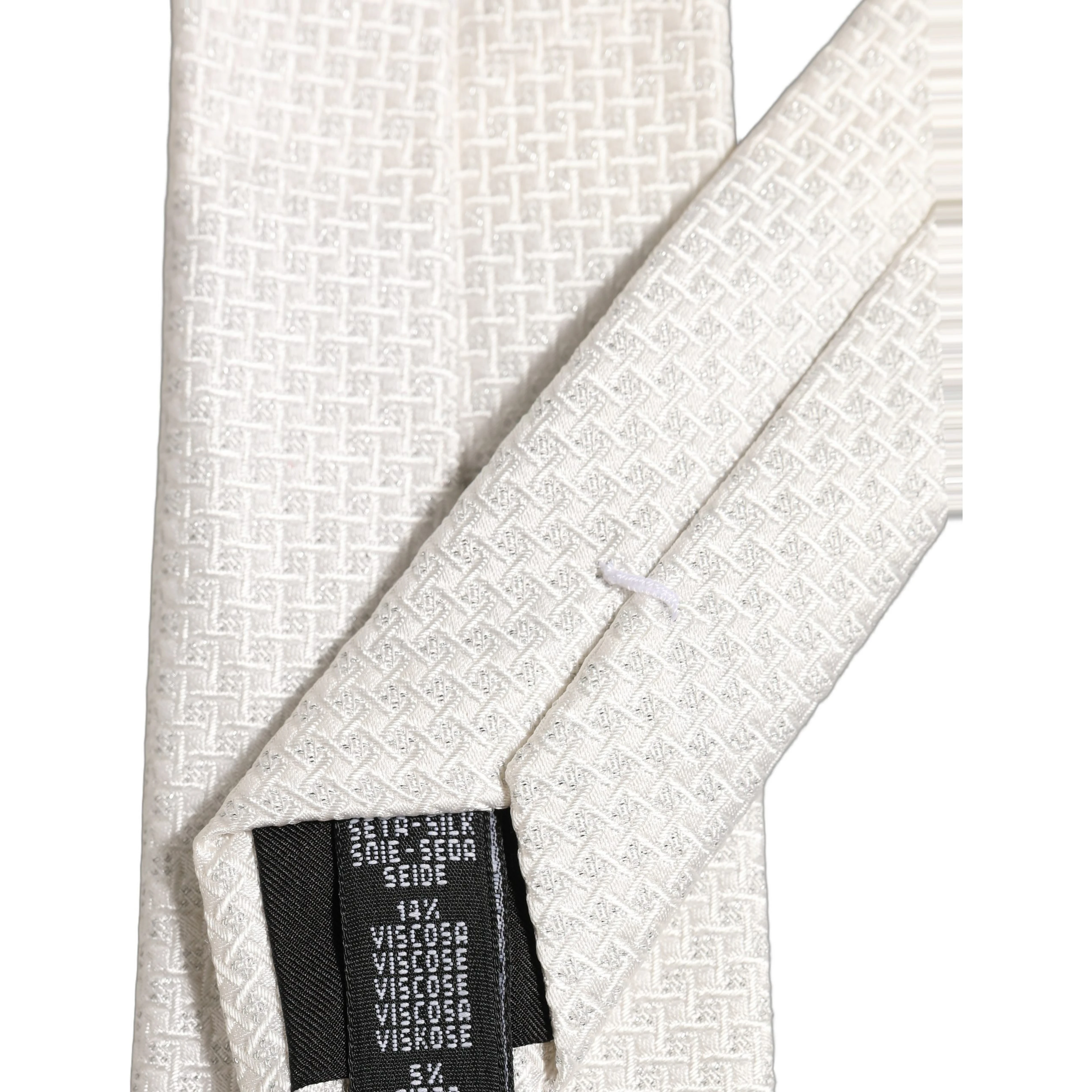 Men Off White Silk Woven Adjustable Tied Necktie Tie