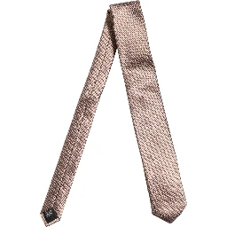 Men Brown Silk Micro Checked Adjustable Tied Necktie Tie