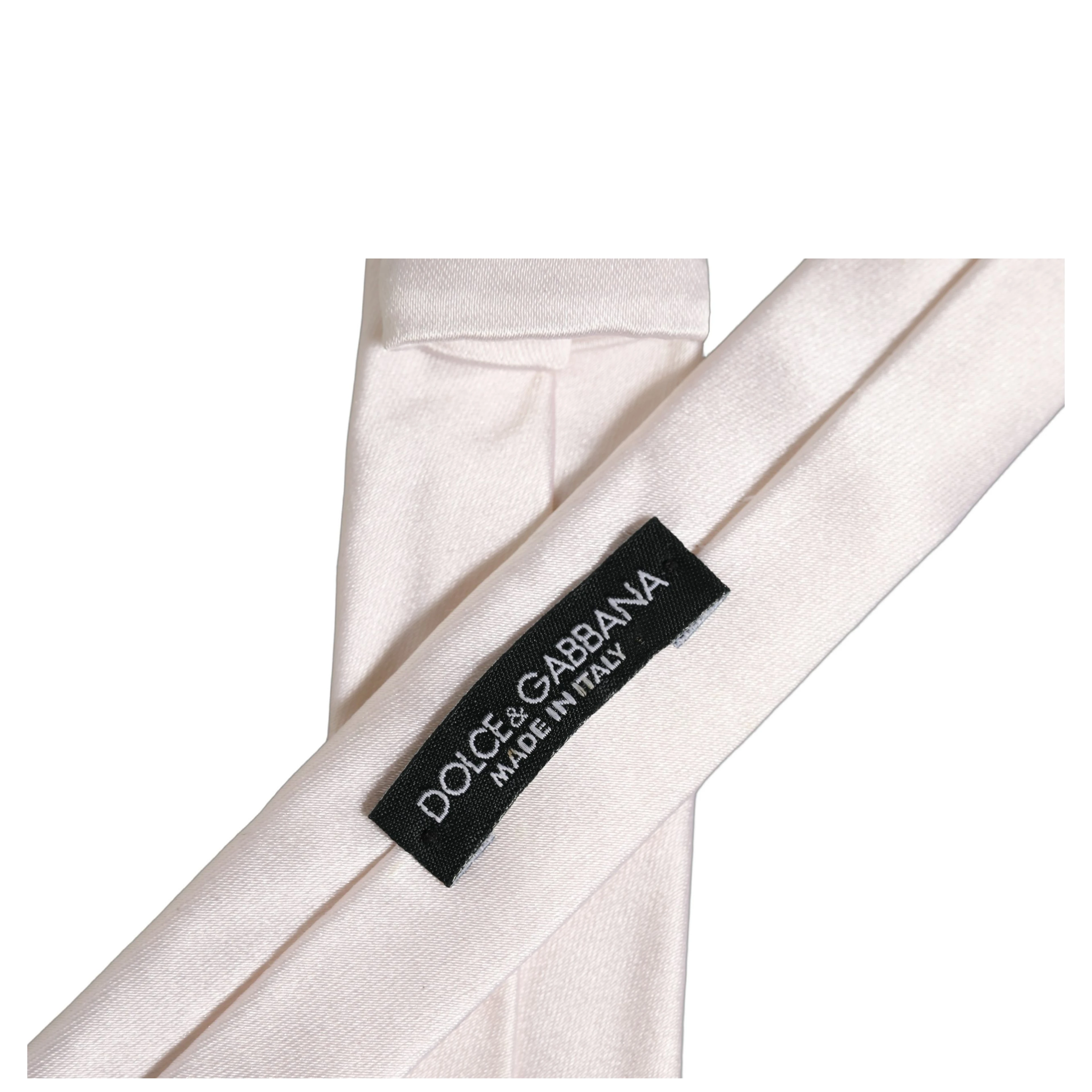 Men Off White Silk Satin Adjustable Tied Necktie Tie