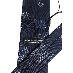 Dark Blue Silk Seahorse Print Adjustable Tied Necktie Tie