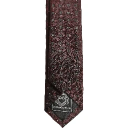 Men Burgundy Geometric Silk Adjustable Tied Necktie Tie
