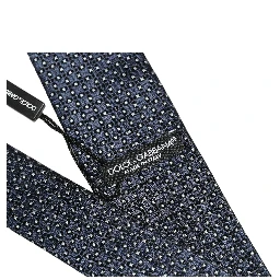 Men Blue Silk Geometric Adjustable Tied Necktie Tie