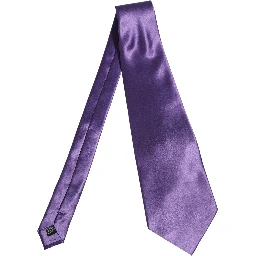 Men Purple Satin Silk Blend Adjustable Tied Necktie Tie