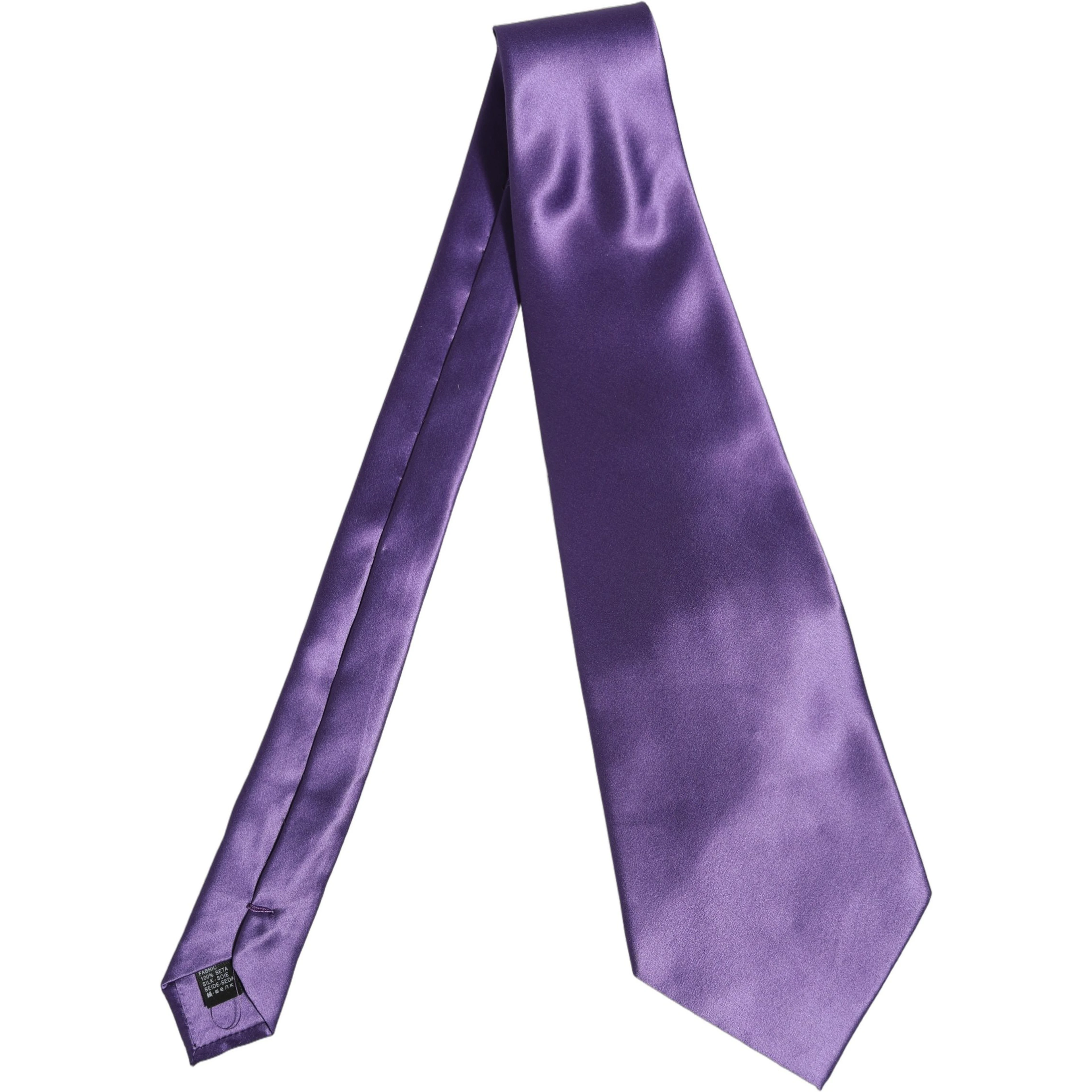 Men Purple Satin Silk Blend Adjustable Tied Necktie Tie