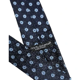 Men Blue Silk Geometric Adjustable Tied Necktie Tie