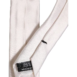 Men Off White Silk Satin Adjustable Tied Necktie Tie