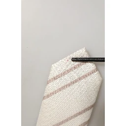 Men Off White Silk Stripes Adjustable Tied Necktie Tie