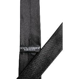 Men Black Satin Silk Classic Adjustable Tied Necktie Tie