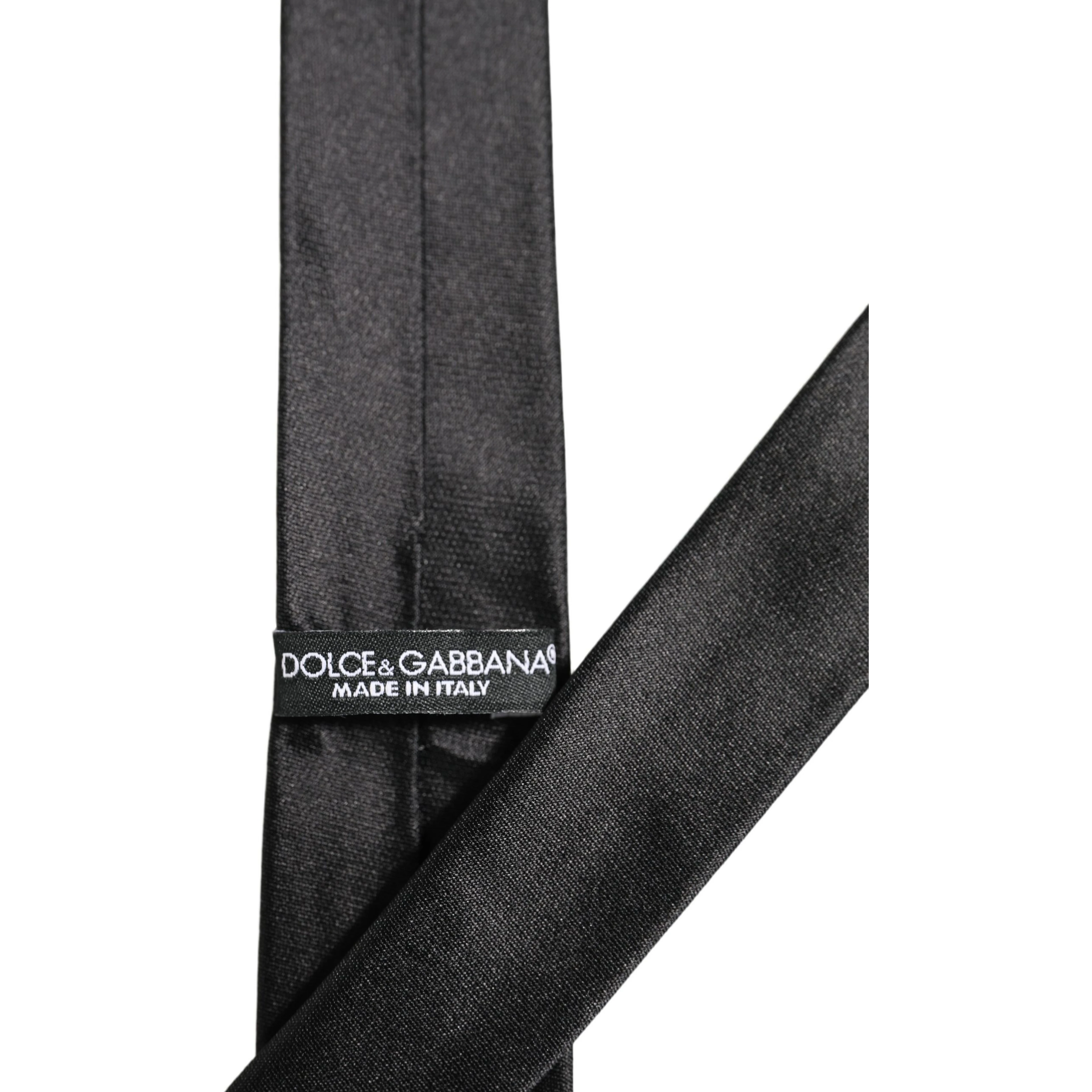 Men Black Satin Silk Classic Adjustable Tied Necktie Tie